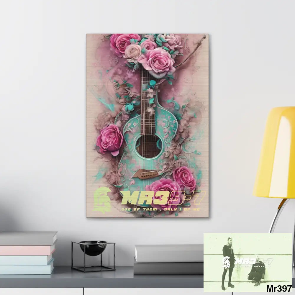 Canvas Gallery Wraps MR39 Pink Roses & Guitar Canvas