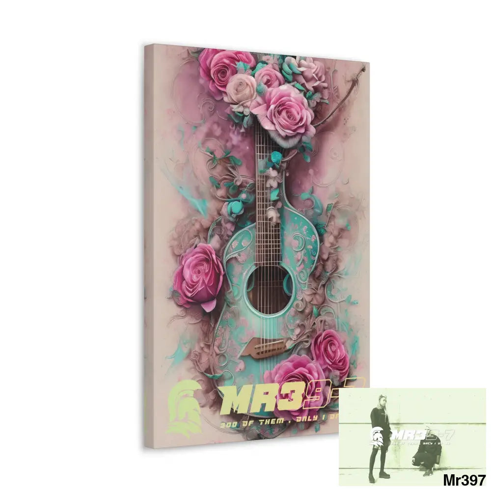 Canvas Gallery Wraps MR39 Pink Roses & Guitar Canvas