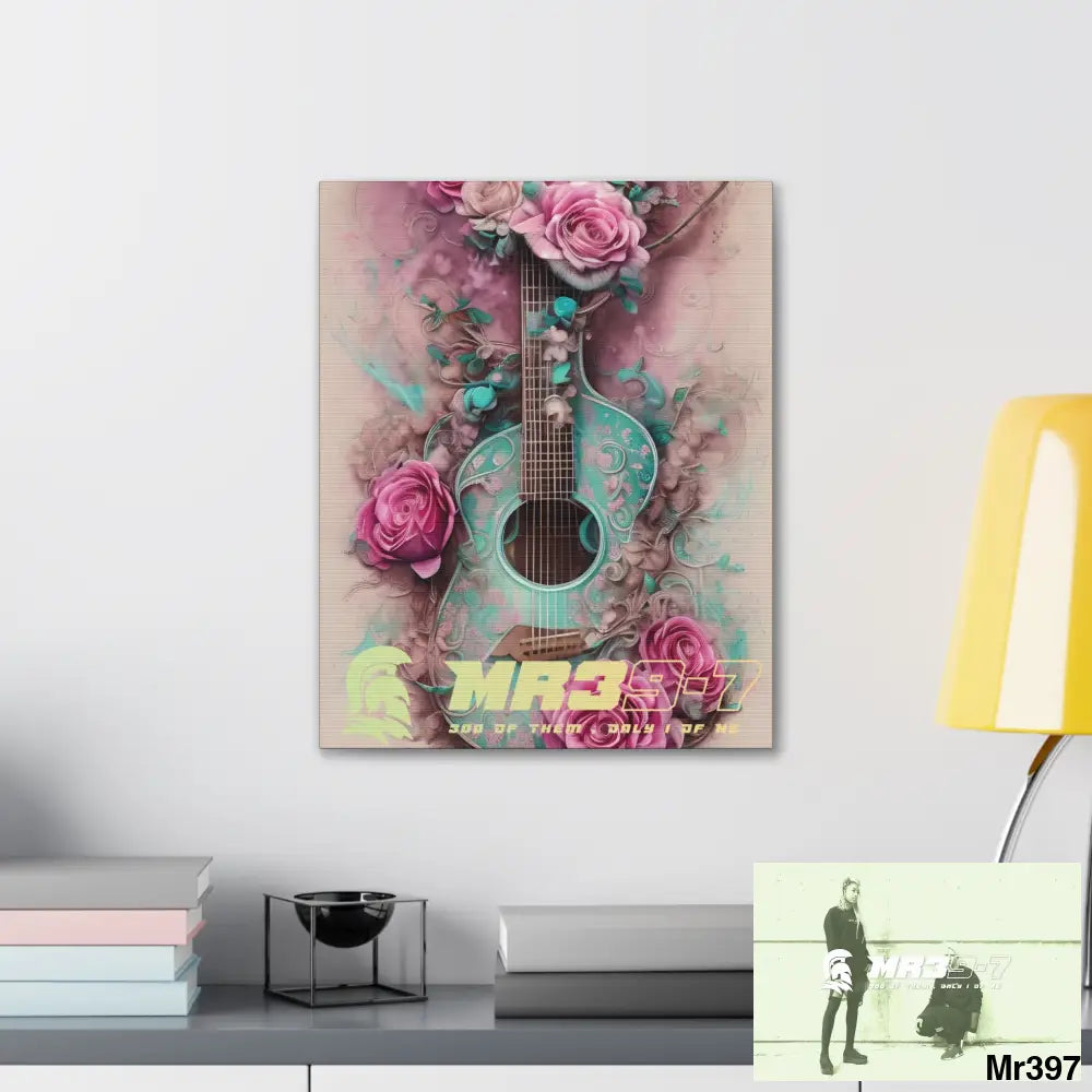 Canvas Gallery Wraps MR39 Pink Roses & Guitar Canvas