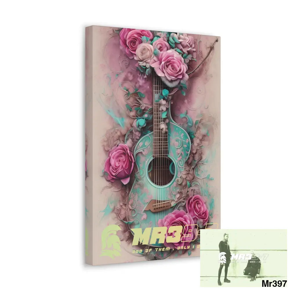 Canvas Gallery Wraps MR39 Pink Roses & Guitar Canvas