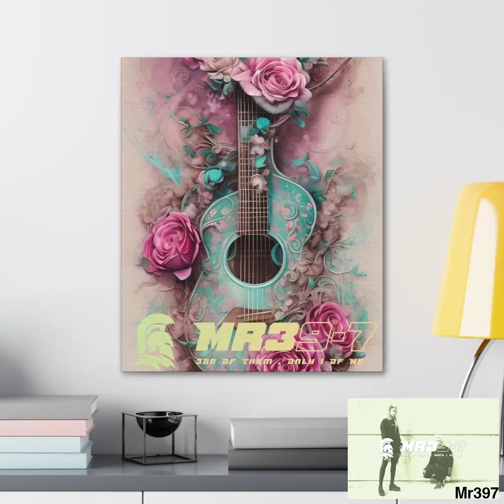 Canvas Gallery Wraps MR39 Pink Roses & Guitar Canvas