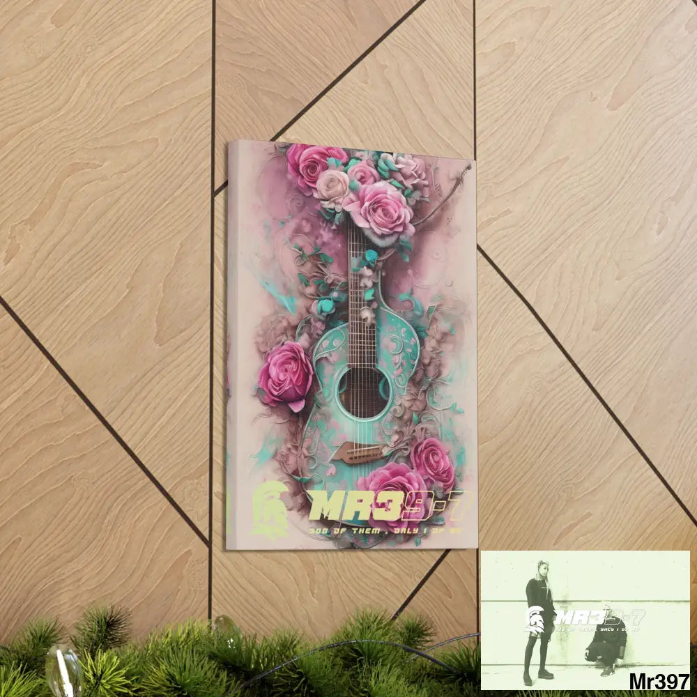 Canvas Gallery Wraps MR39 Pink Roses & Guitar Canvas