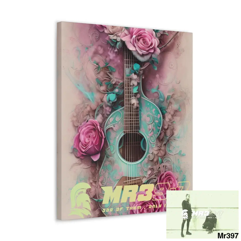 Canvas Gallery Wraps MR39 Pink Roses & Guitar Canvas