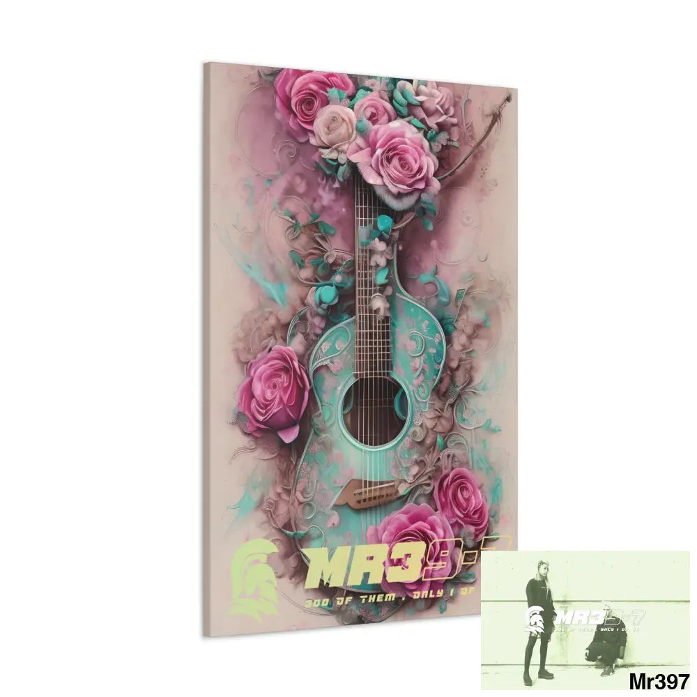 Canvas Gallery Wraps MR39 Pink Roses & Guitar Canvas