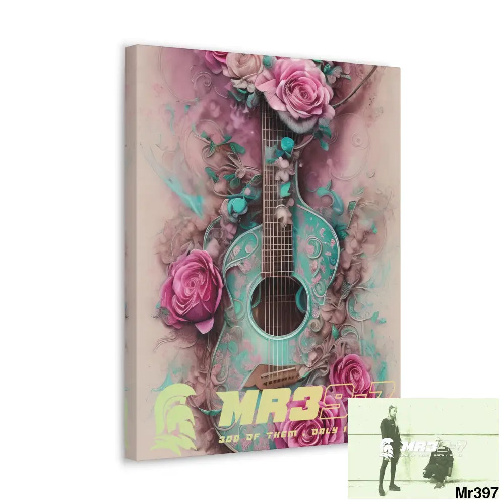 Canvas Gallery Wraps MR39 Pink Roses & Guitar Canvas