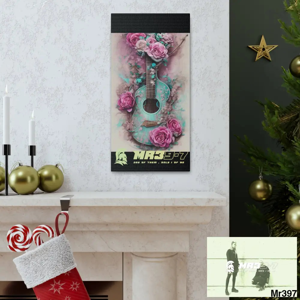 Canvas Gallery Wraps MR39 Pink Roses & Guitar Canvas
