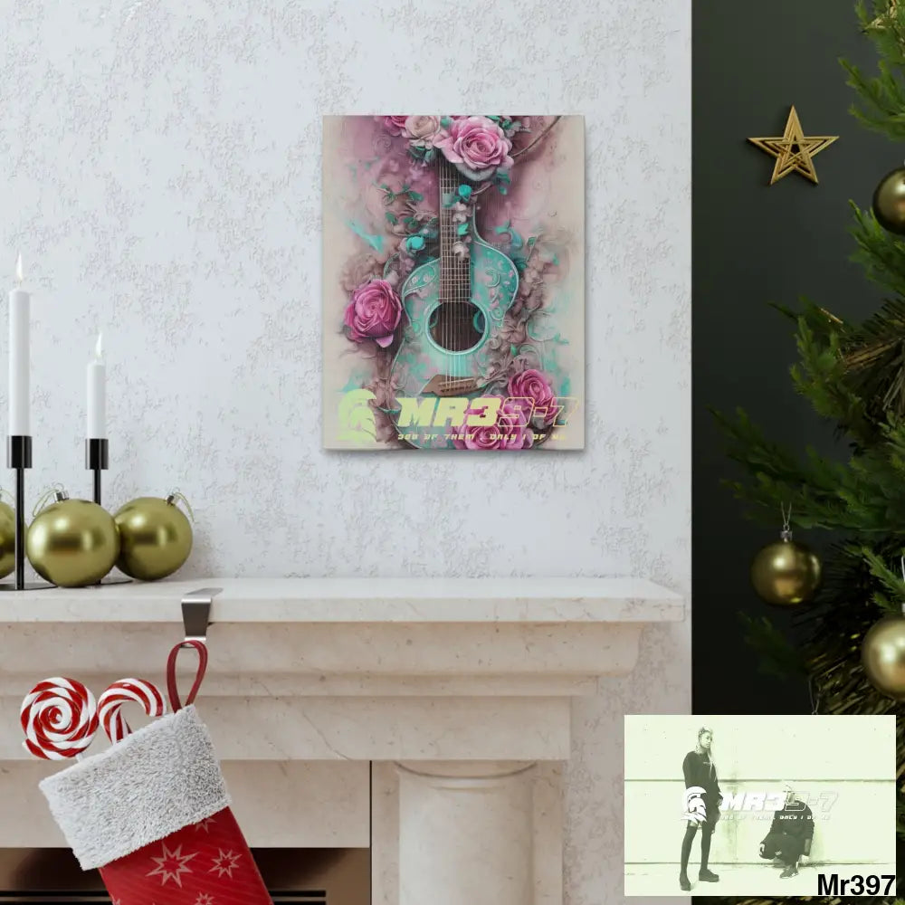 Canvas Gallery Wraps MR39 Pink Roses & Guitar Canvas