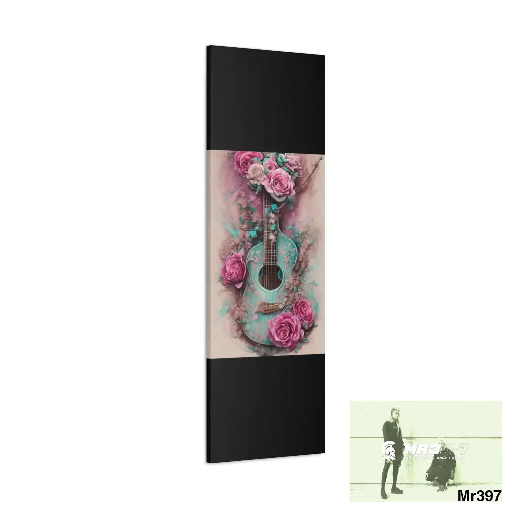 Canvas Gallery Wraps Pink Roses & Guitar Canvas