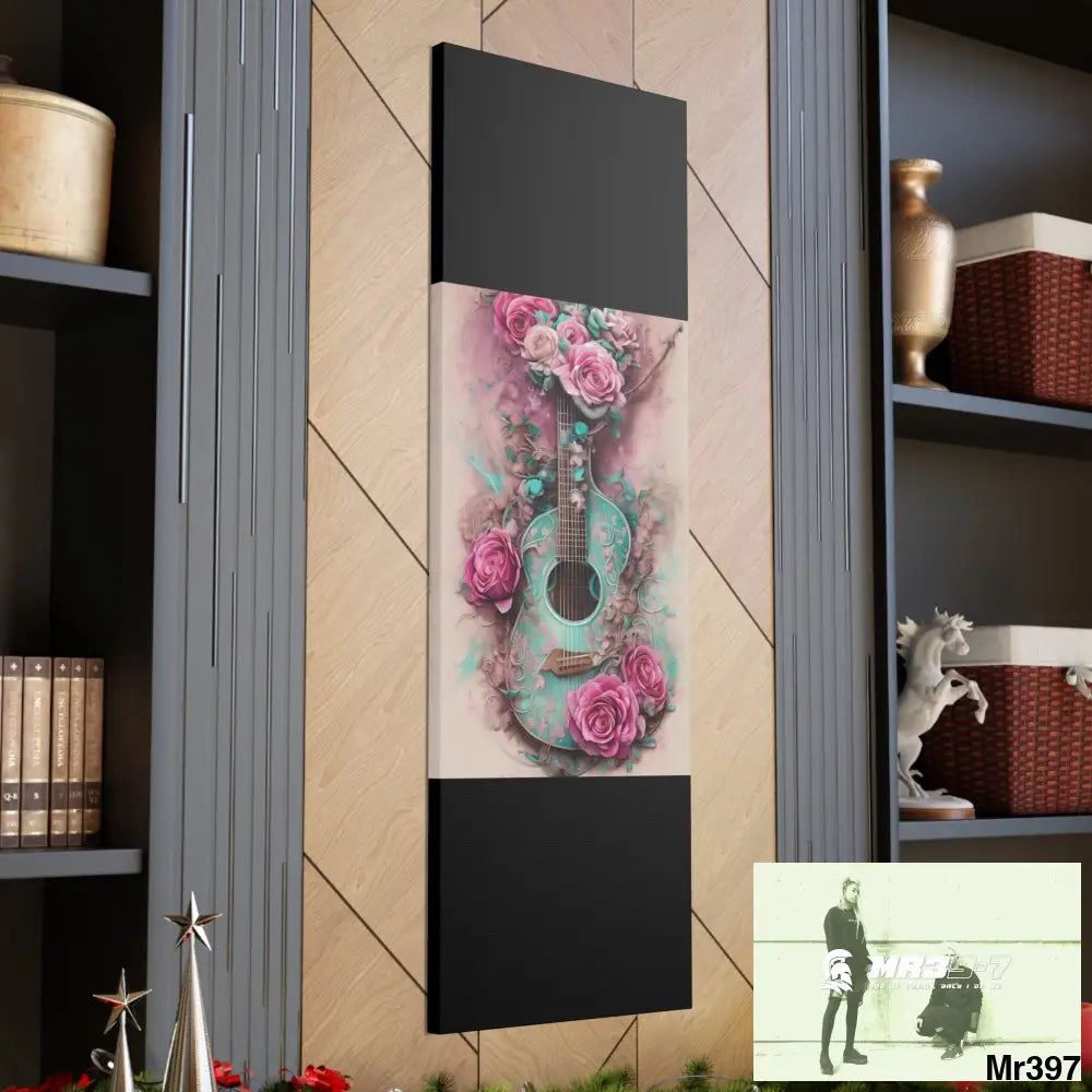 Canvas Gallery Wraps Pink Roses & Guitar Canvas