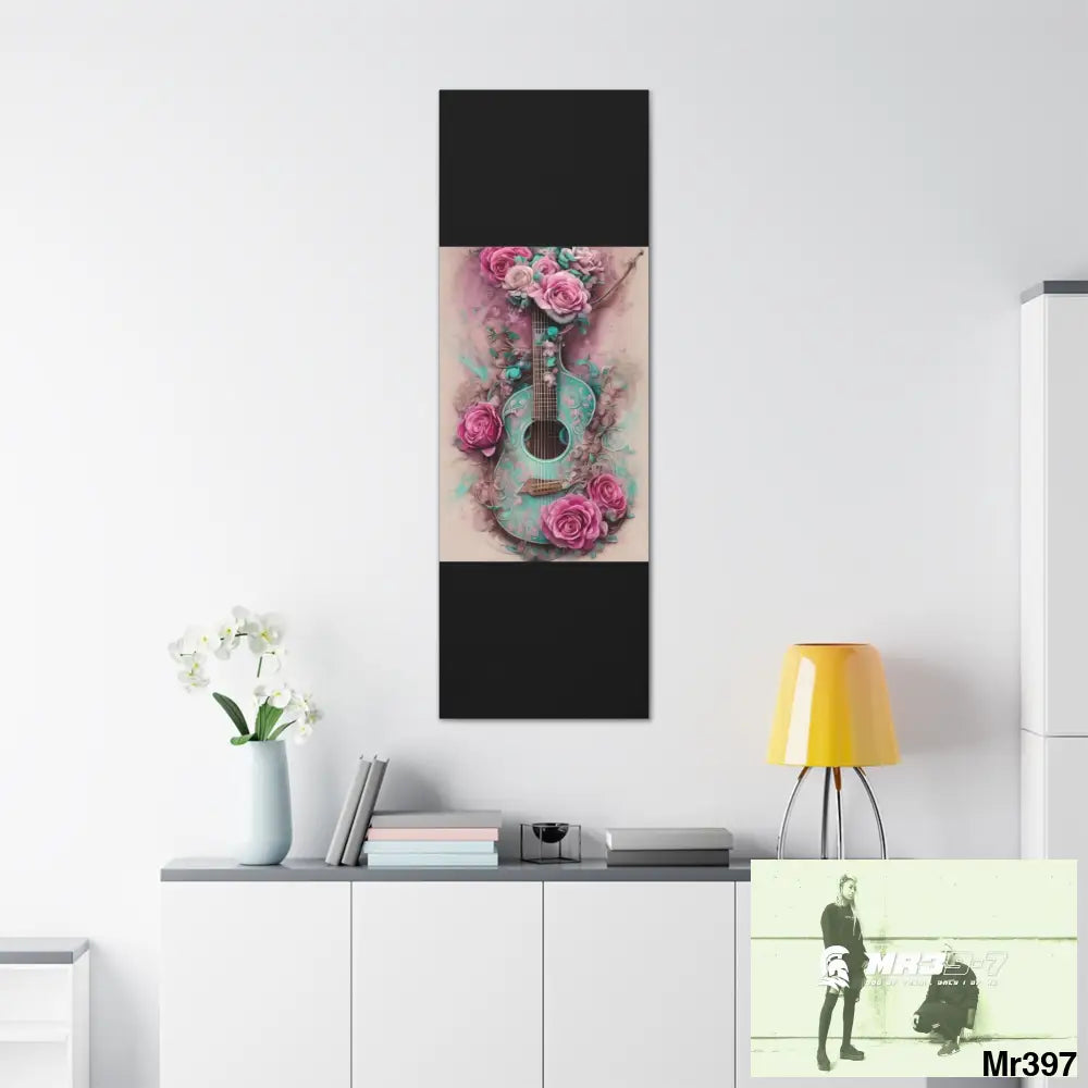 Canvas Gallery Wraps Pink Roses & Guitar Canvas
