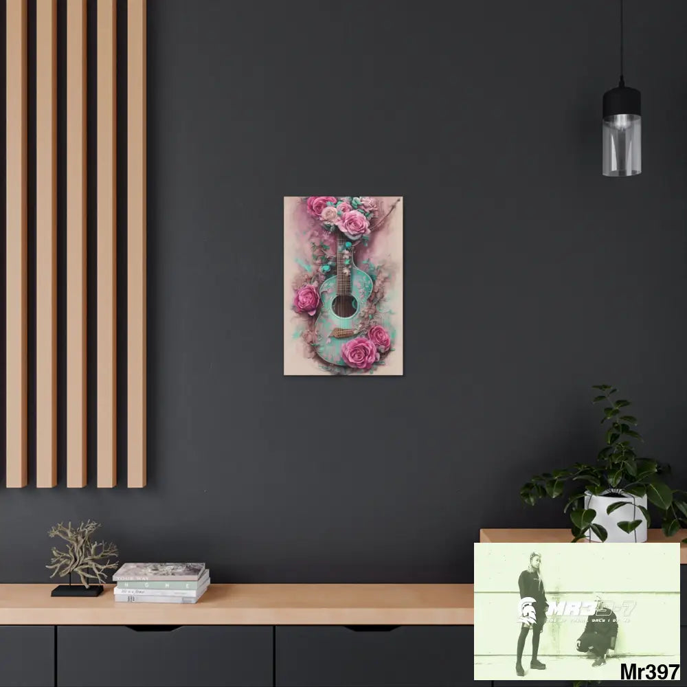 Canvas Gallery Wraps Pink Roses & Guitar Canvas