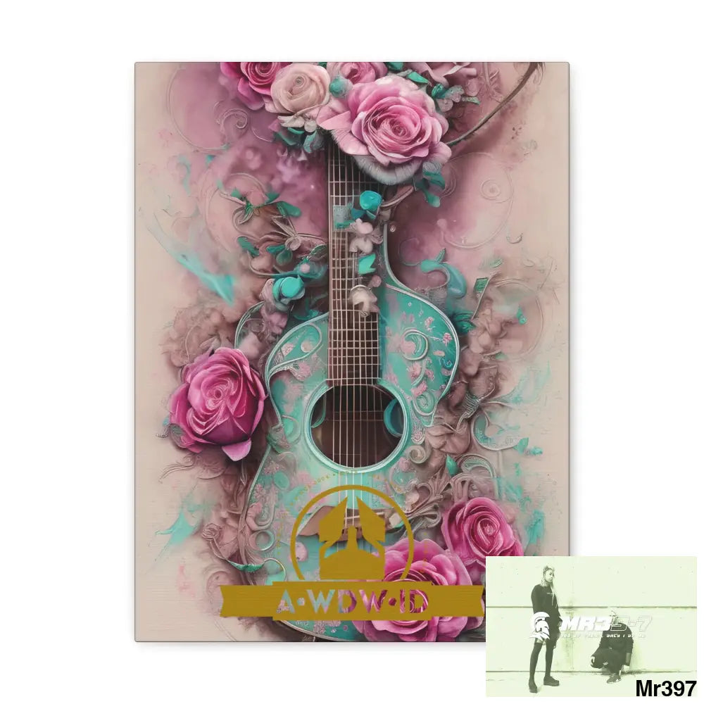 Canvas Gallery WrapsWDW.ID Pink Roses & Guitar 12″ x 16″ / Premium Gallery Wraps (1.25″) Canvas