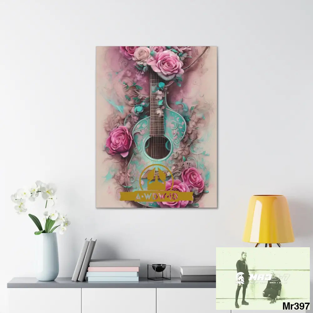 Canvas Gallery WrapsWDW.ID Pink Roses & Guitar Canvas