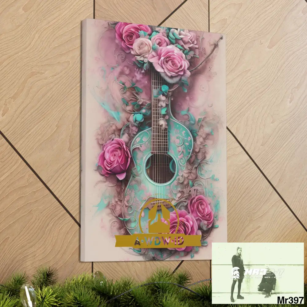 Canvas Gallery WrapsWDW.ID Pink Roses & Guitar Canvas