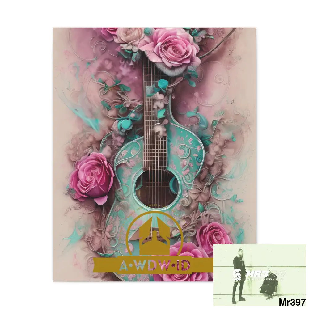 Canvas Gallery WrapsWDW.ID Pink Roses & Guitar 24″ x 30″ / Premium Gallery Wraps (1.25″) Canvas