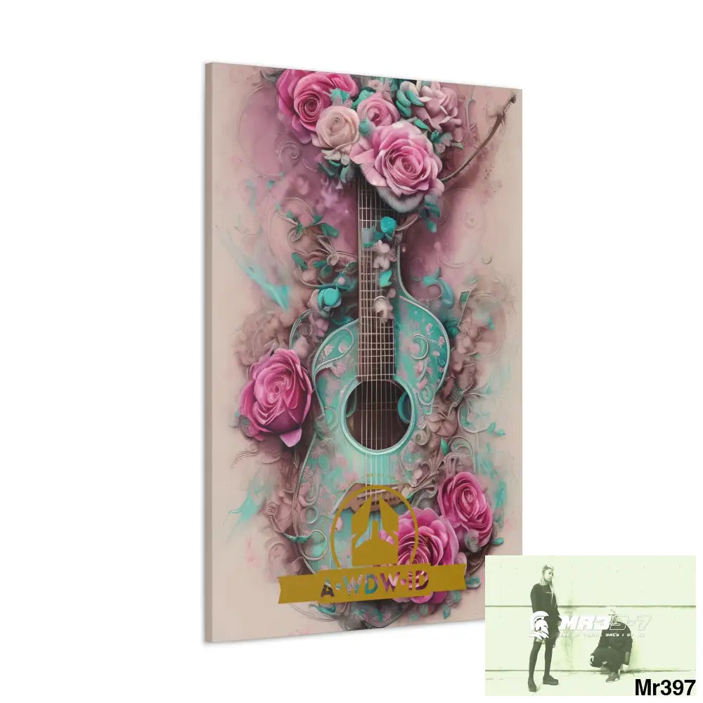 Canvas Gallery WrapsWDW.ID Pink Roses & Guitar Canvas