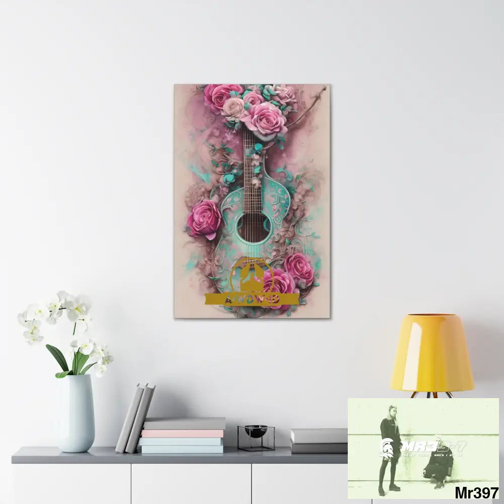 Canvas Gallery WrapsWDW.ID Pink Roses & Guitar Canvas