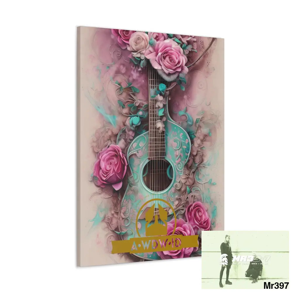 Canvas Gallery WrapsWDW.ID Pink Roses & Guitar Canvas