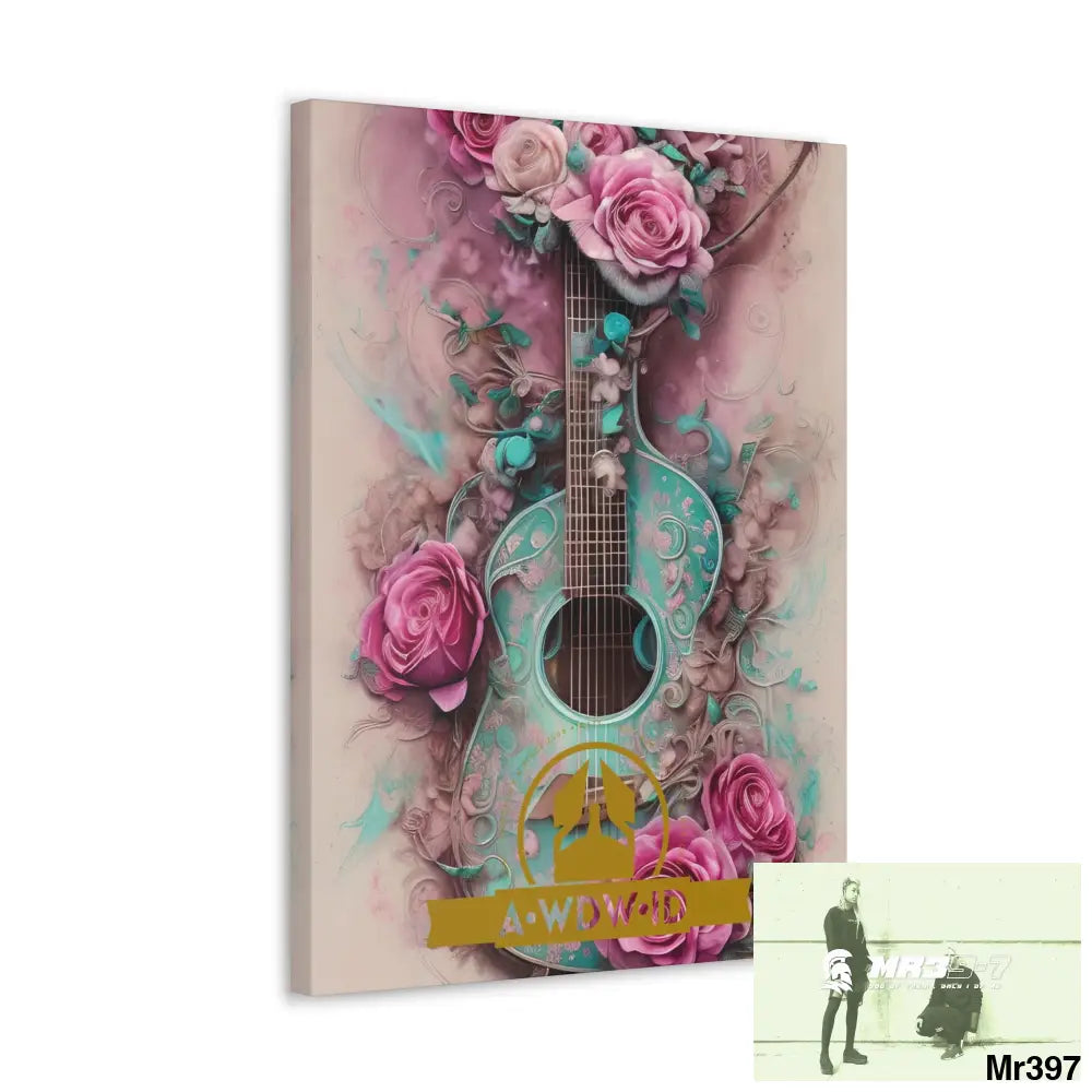 Canvas Gallery WrapsWDW.ID Pink Roses & Guitar Canvas