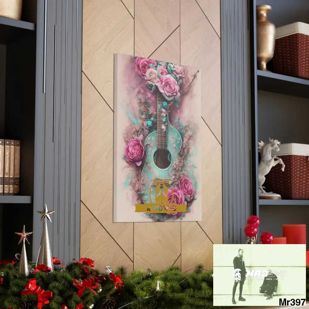 Canvas Gallery WrapsWDW.ID Pink Roses & Guitar Canvas