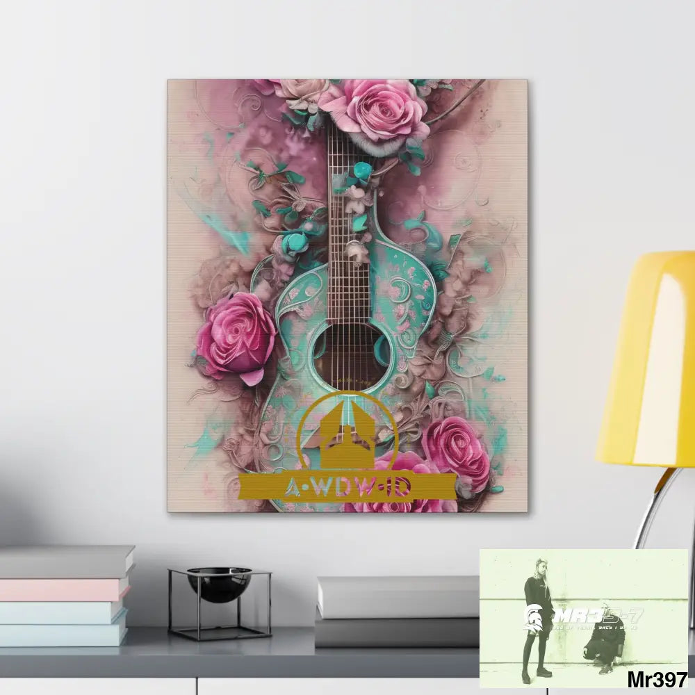 Canvas Gallery WrapsWDW.ID Pink Roses & Guitar Canvas