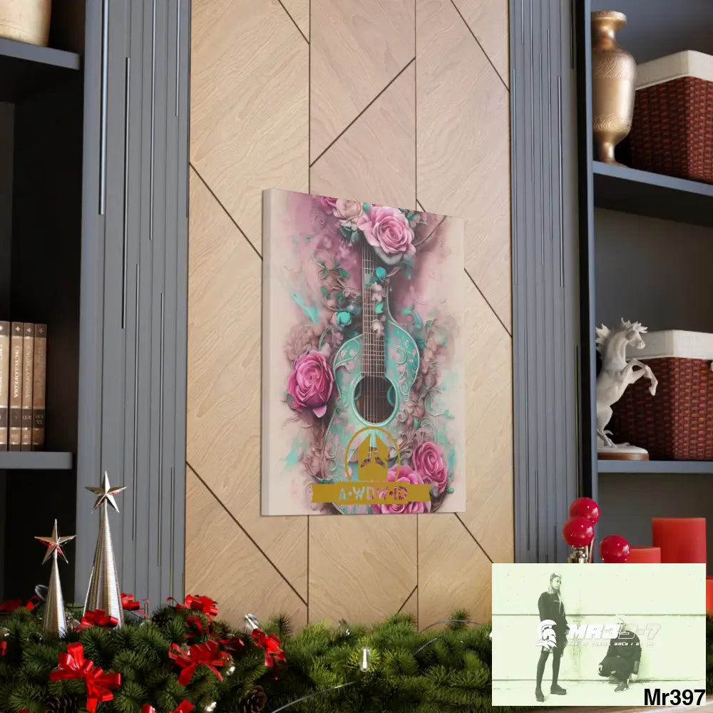 Canvas Gallery WrapsWDW.ID Pink Roses & Guitar Canvas