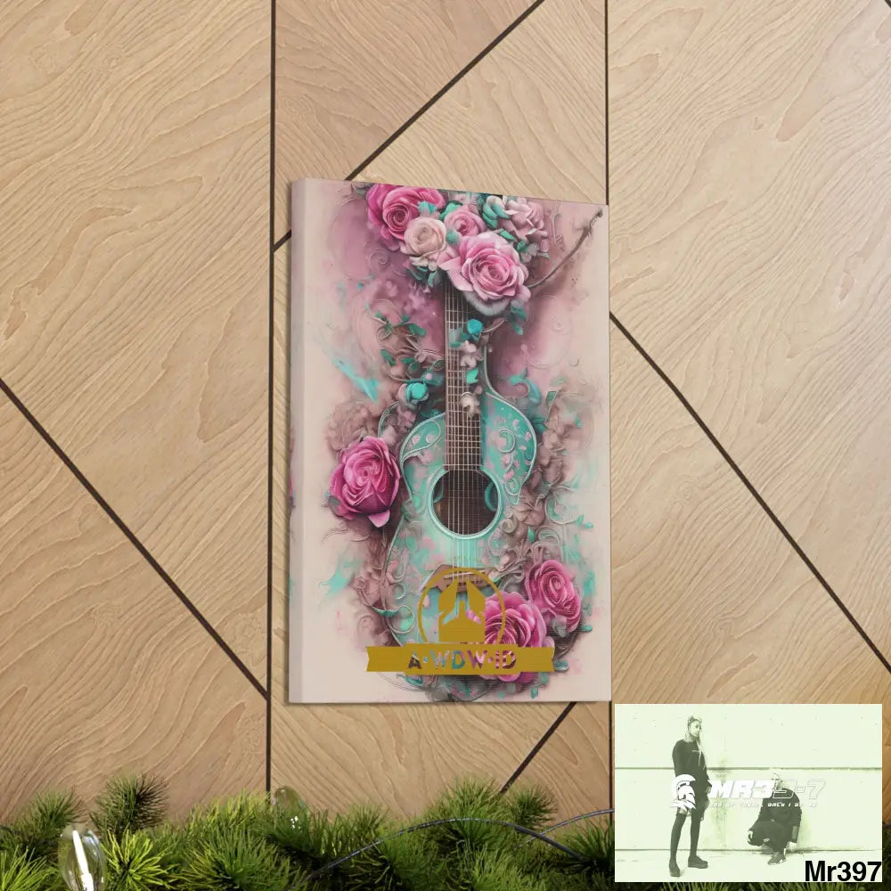 Canvas Gallery WrapsWDW.ID Pink Roses & Guitar Canvas