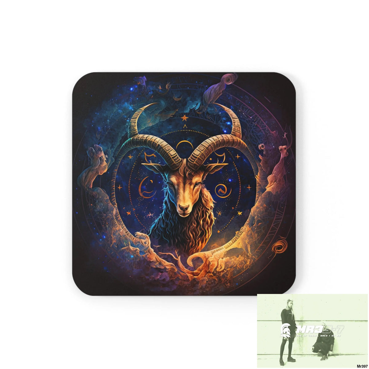 Capricorn Zodiac Coaster Set Cork / 3.75’’ × 3.75’’ / Square Home Decor
