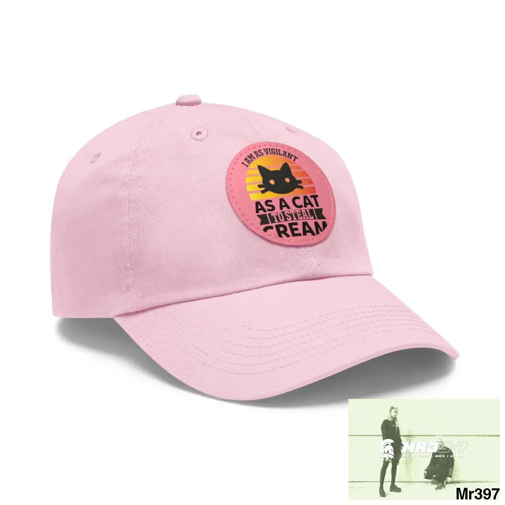 Cat got the cream Dad Hat with Leather Patch (Round) Hats