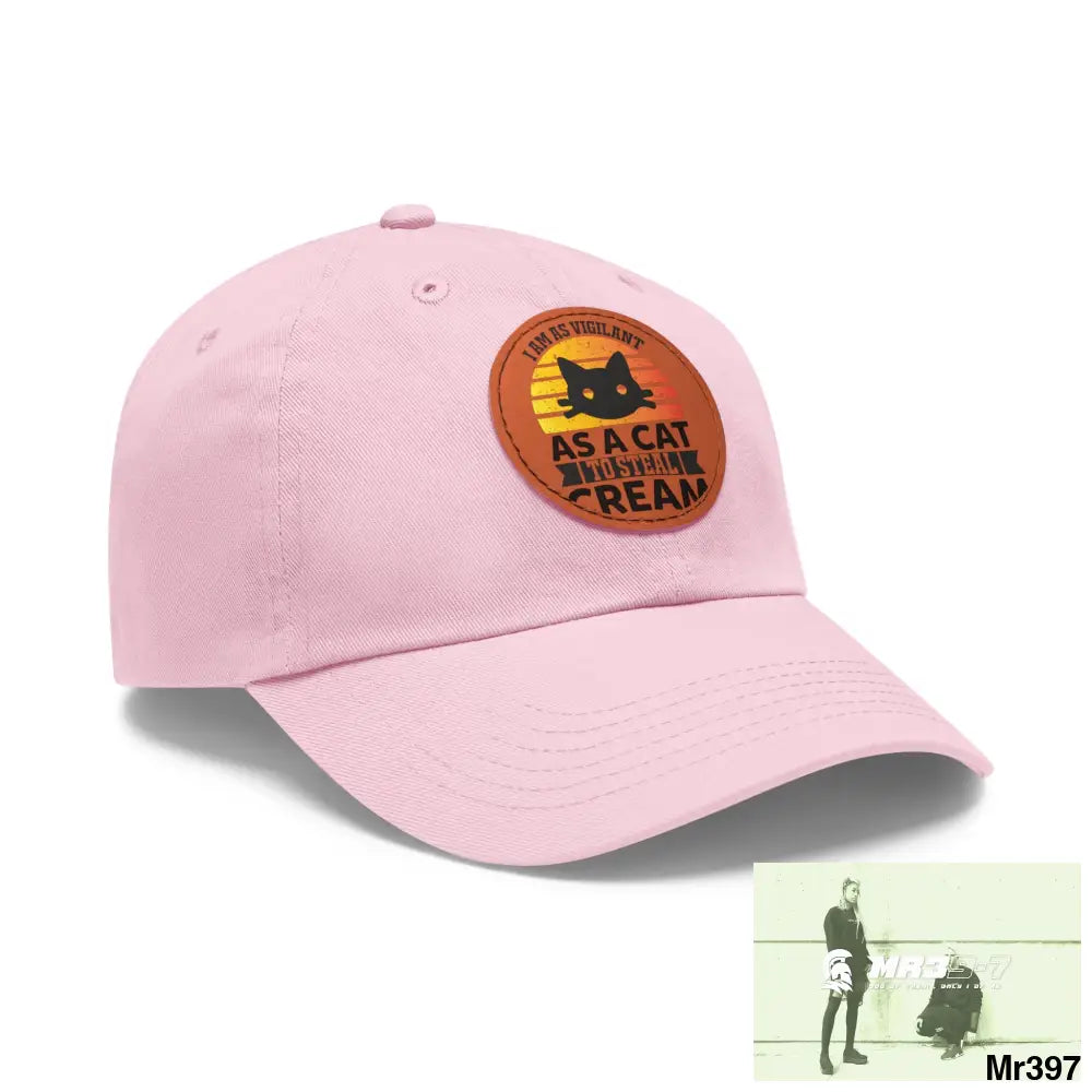 Cat got the cream Dad Hat with Leather Patch (Round) Hats