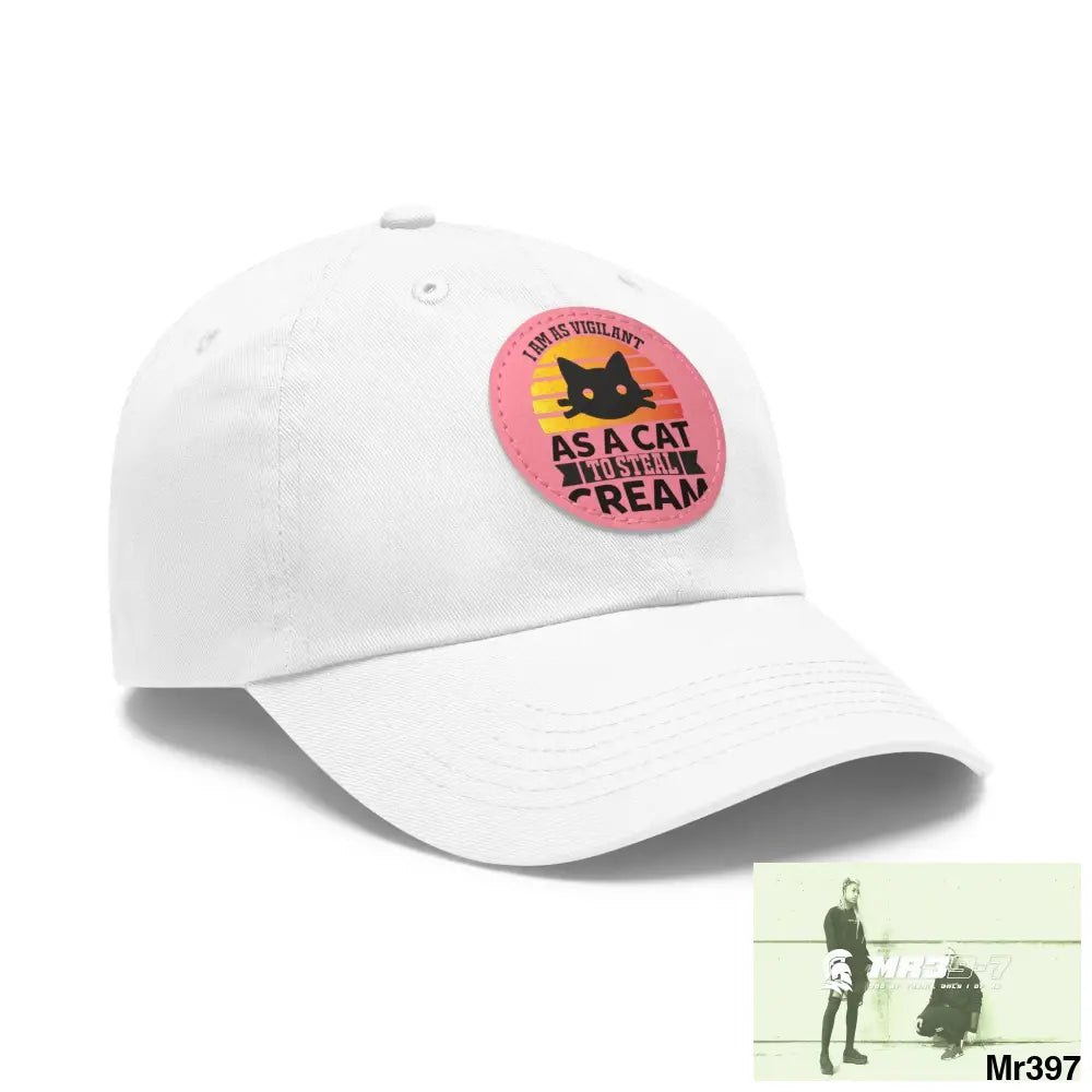 Cat got the cream Dad Hat with Leather Patch (Round) Hats