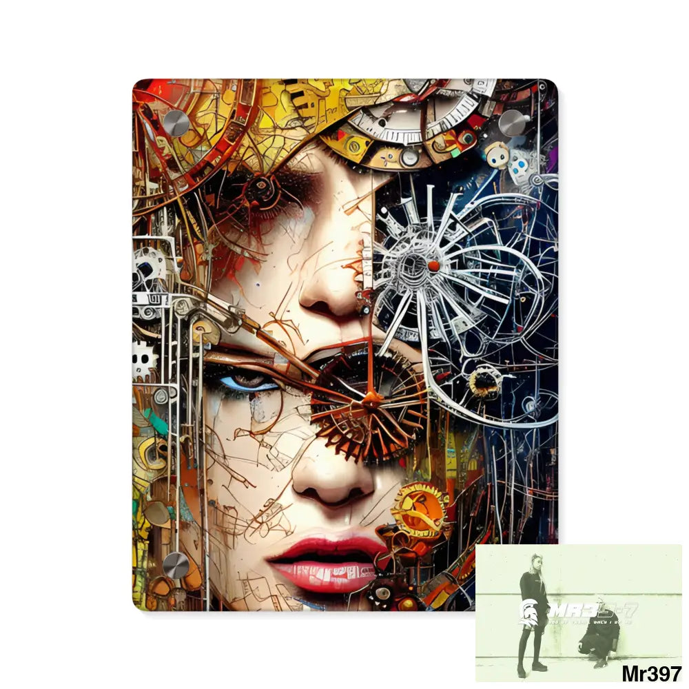 Clockwork Samurai Center HD Animated Graphic Acrylic Wall Art Panels 8″ x 10″ (Vertical) / 0.25’’ Home Decor