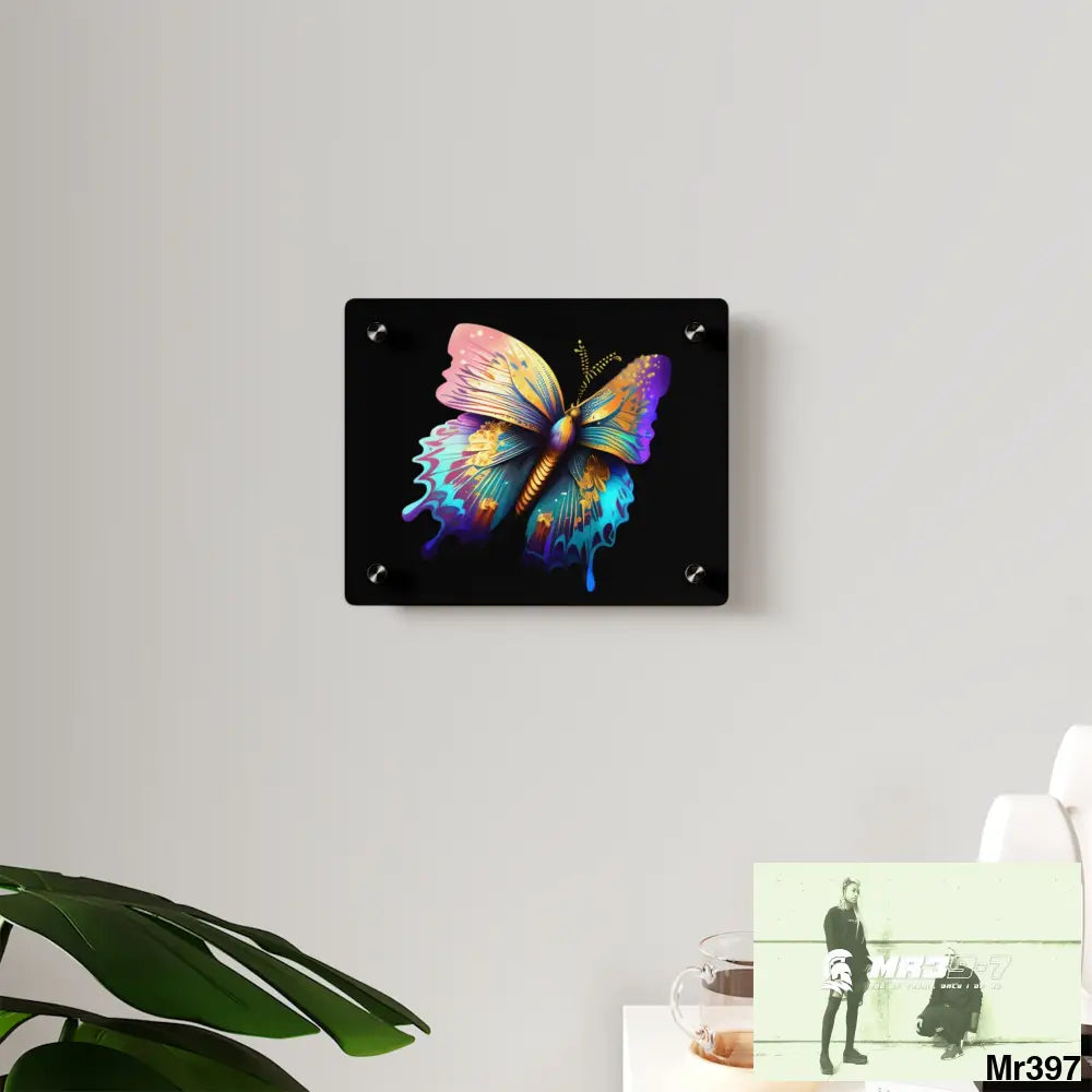 Colorful Butterfly with Gold Glitter Acrylic Wall Art Panels Home Decor