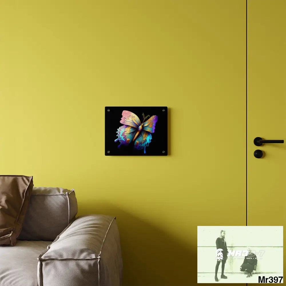 Colorful Butterfly with Gold Glitter Acrylic Wall Art Panels Home Decor