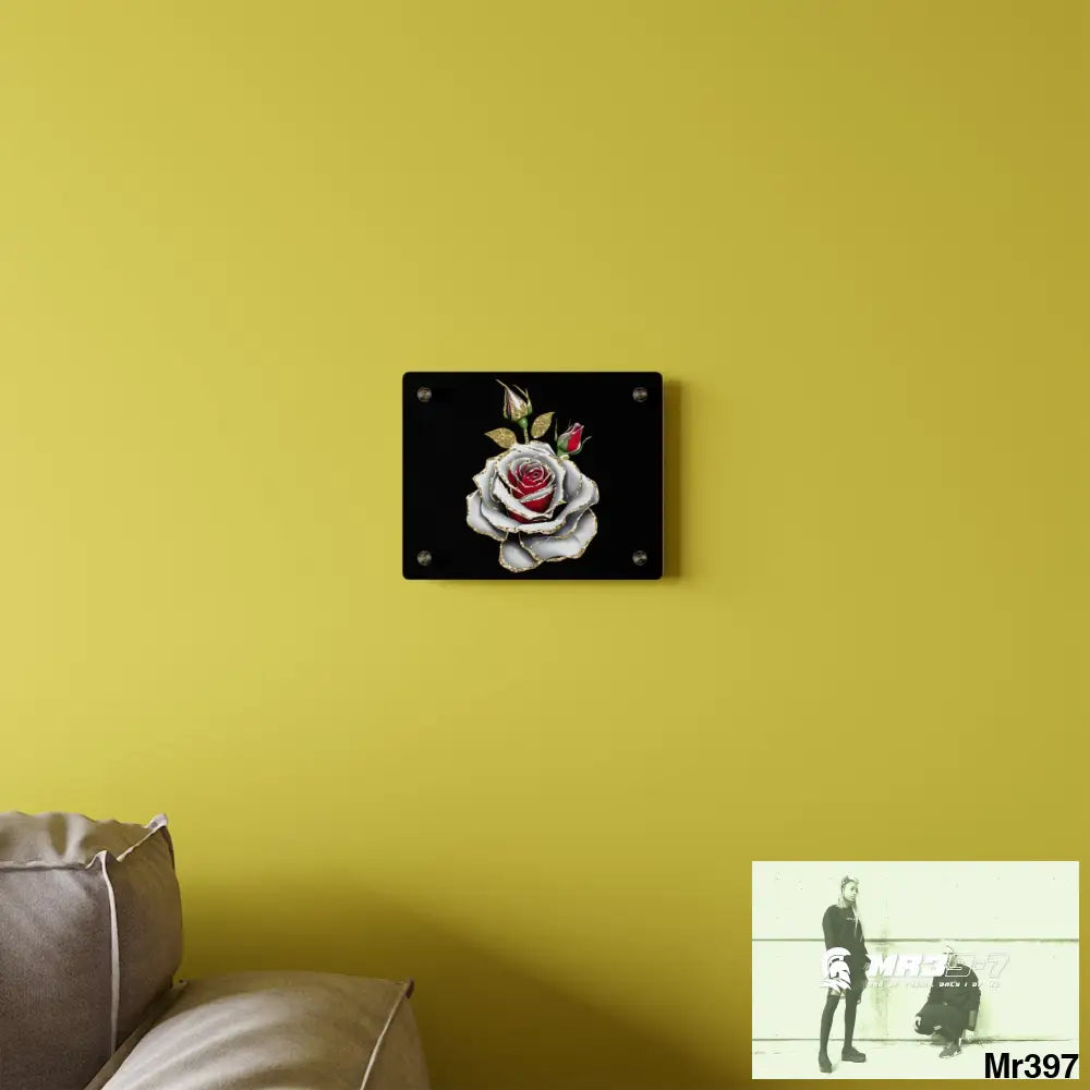 Colorful Rose with Gold Glitter Acrylic Wall Art Panels Home Decor