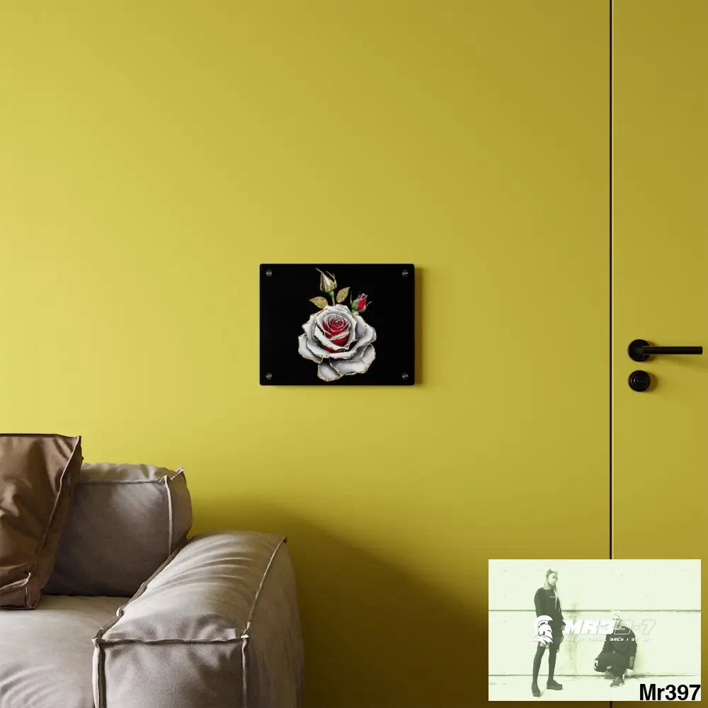 Colorful Rose with Gold Glitter Acrylic Wall Art Panels Home Decor