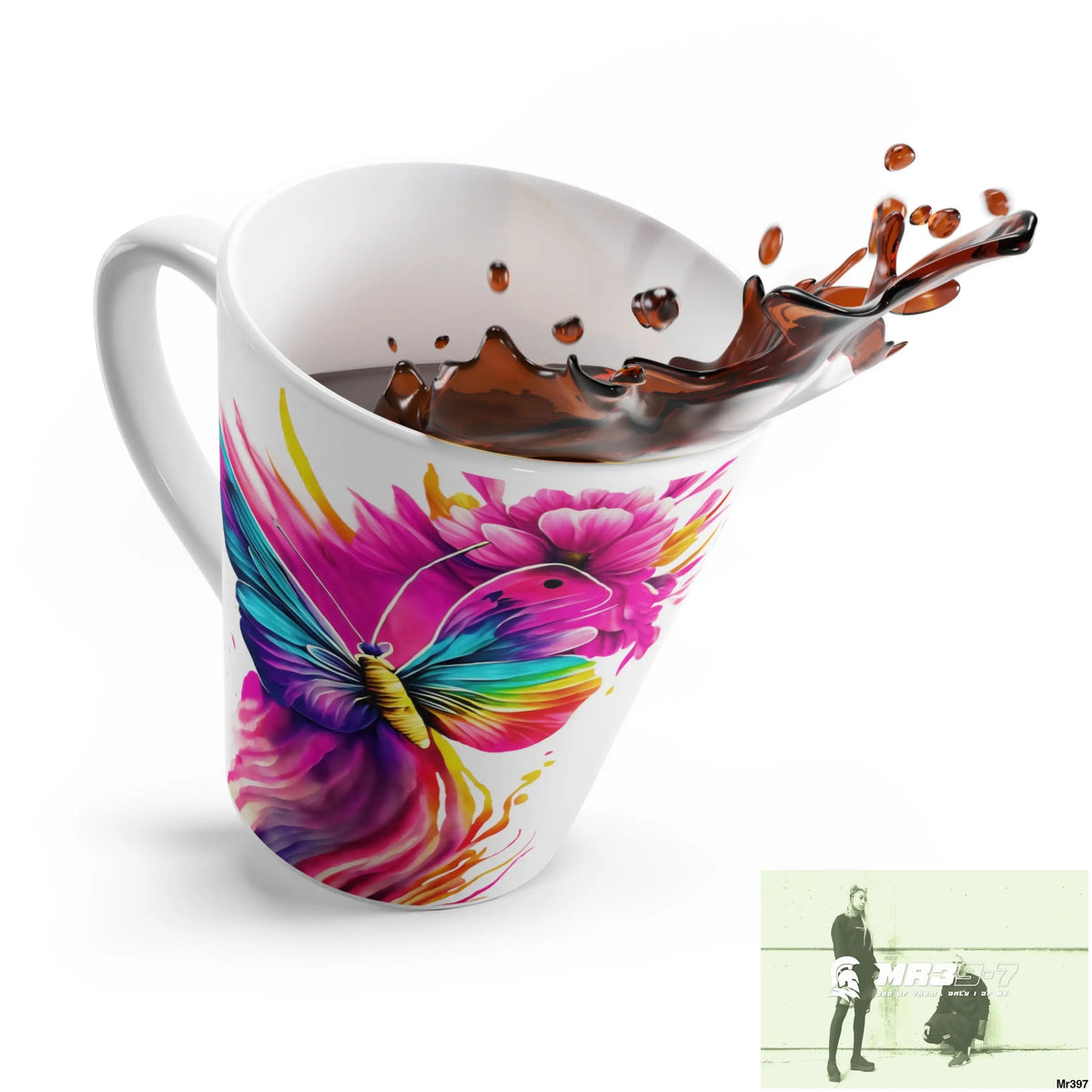 Colourful Butterflies in mid flight Latte Mug 12oz Mug