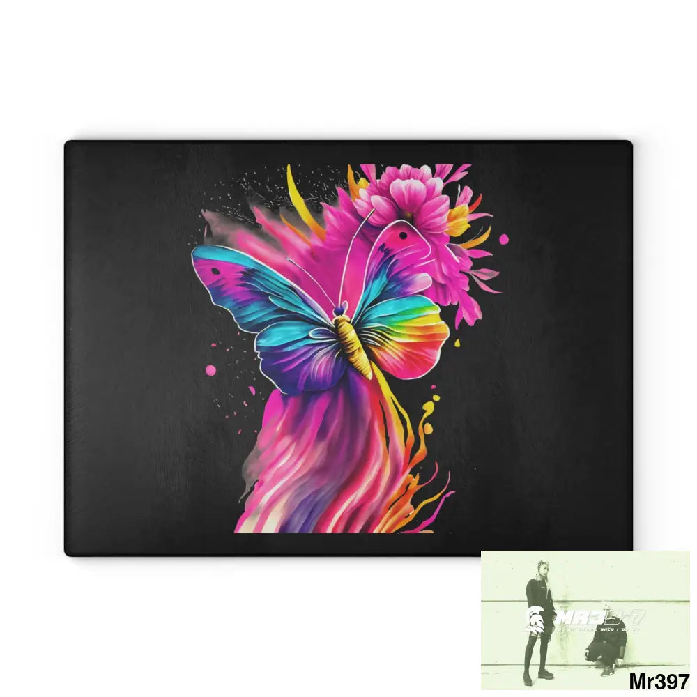 Colourful Butterfly in mid flight Cutting Board 11’’ x 15’’ / Rectangle Home Decor