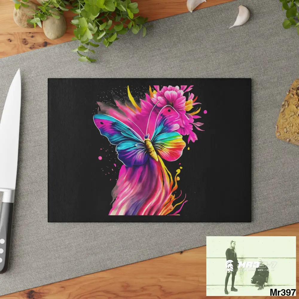 Colourful Butterfly in mid flight Cutting Board Home Decor