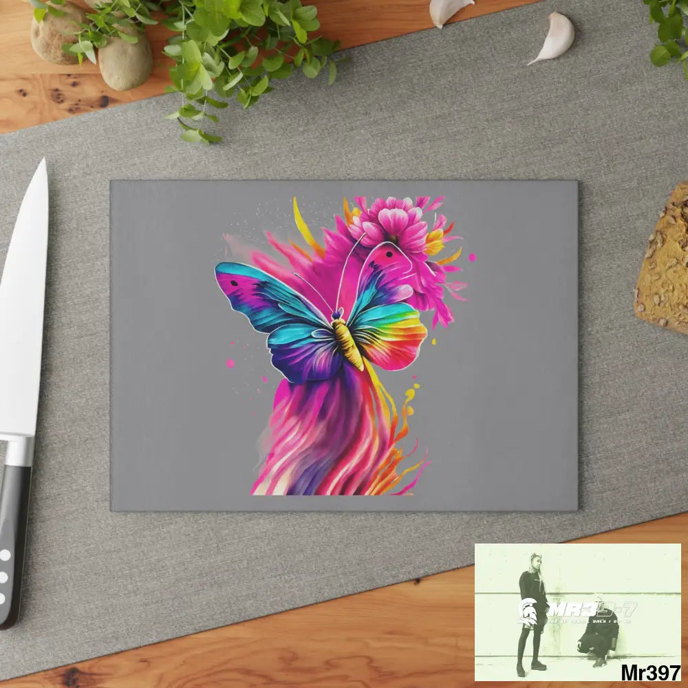 Colourful Butterfly in mid flight Cutting Board Home Decor