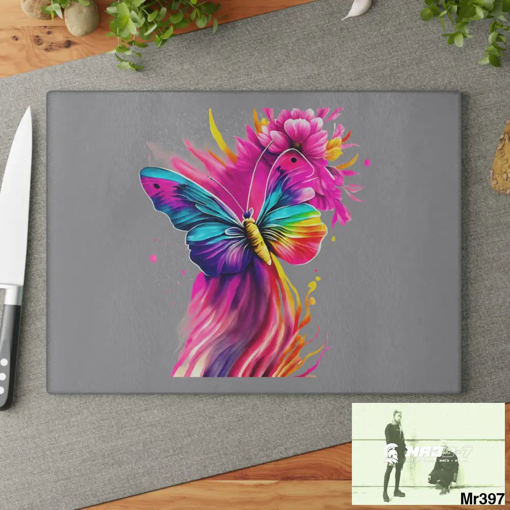 Colourful Butterfly in mid flight Cutting Board Home Decor
