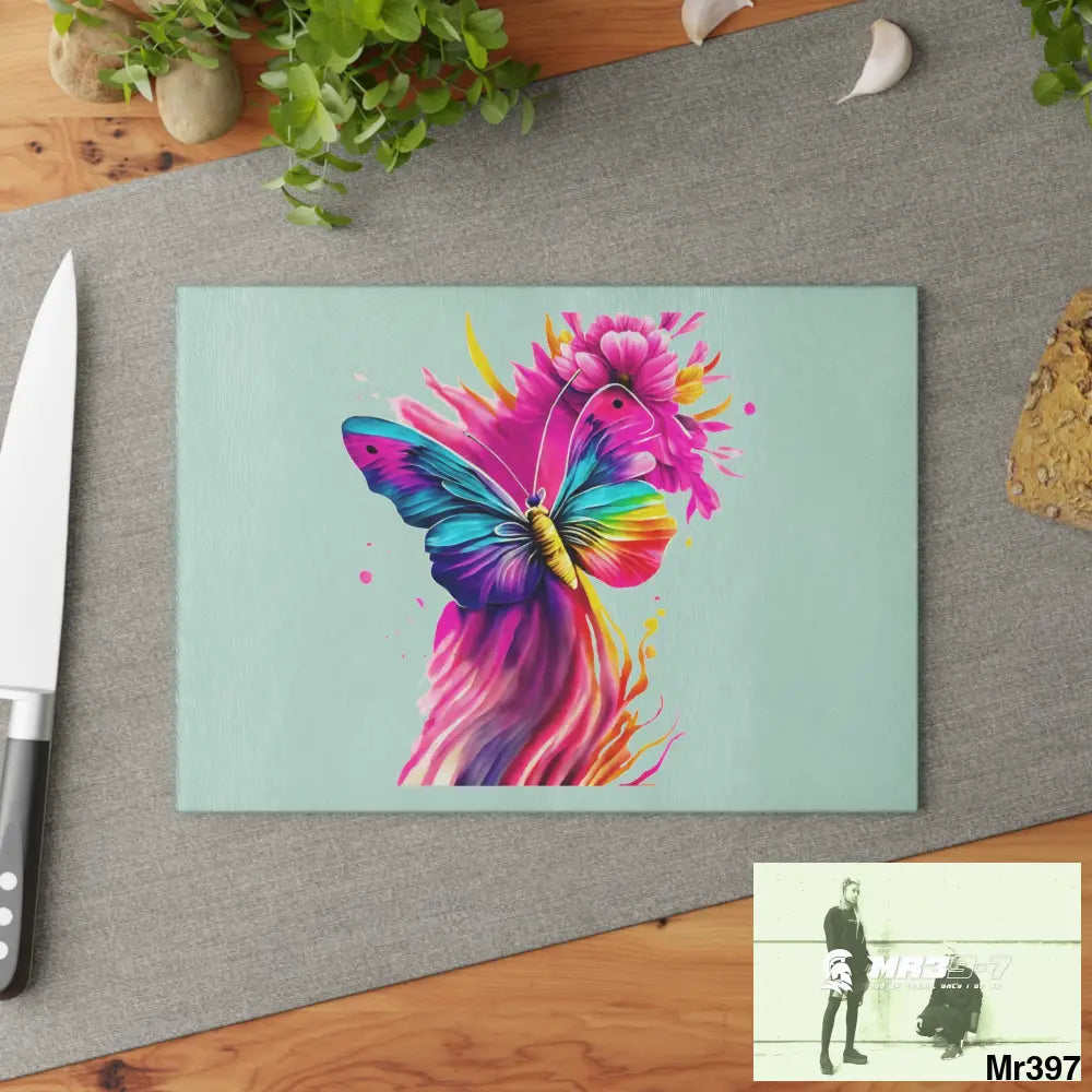 Colourful Butterfly in mid flight Cutting Board Home Decor