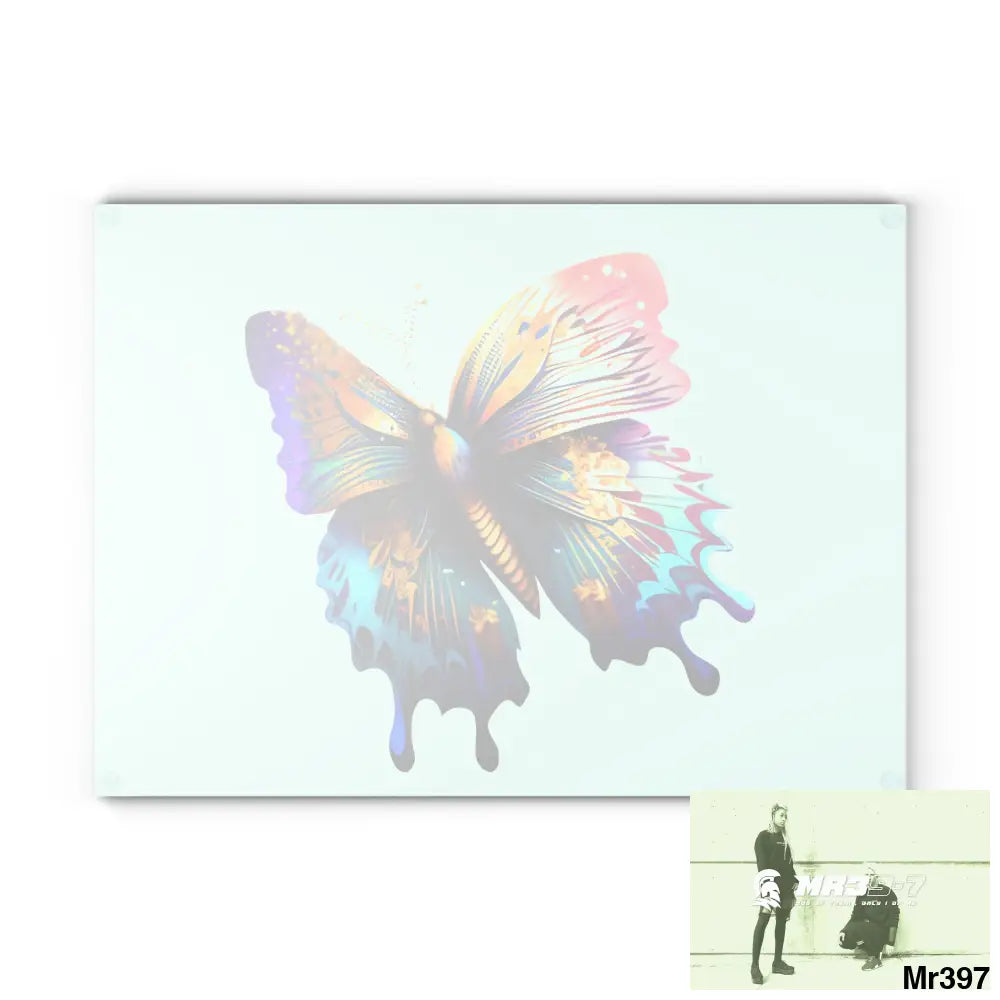 Colourful Butterfly with gold glitter Glass Cutting Board Home Decor