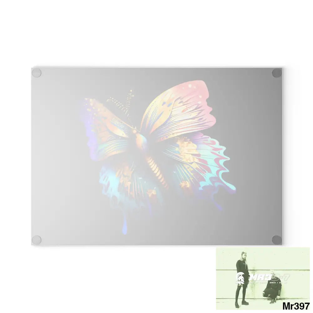 Colourful Butterfly with gold glitter Glass Cutting Board Home Decor