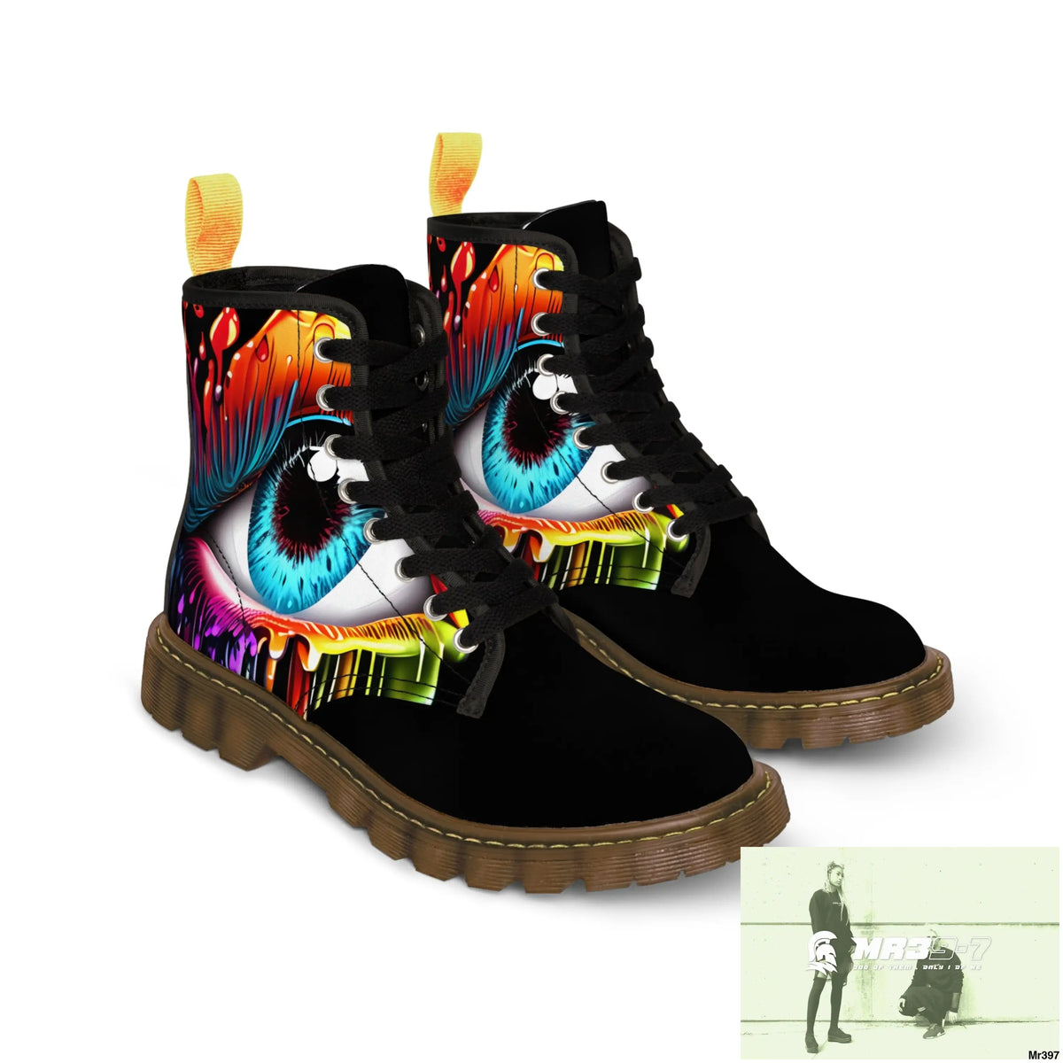 Colourful dripping eye Women’s Canvas Boots Shoes