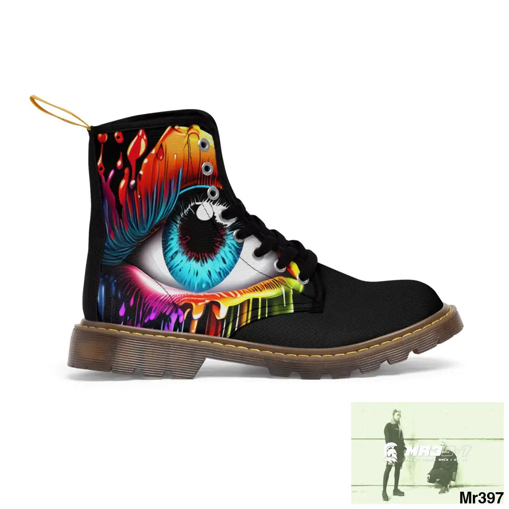 Colourful dripping eye Women’s Canvas Boots Shoes