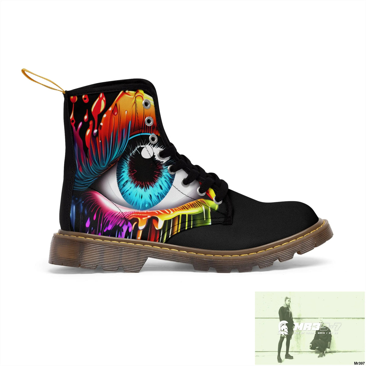 Colourful dripping eye Women’s Canvas Boots Shoes
