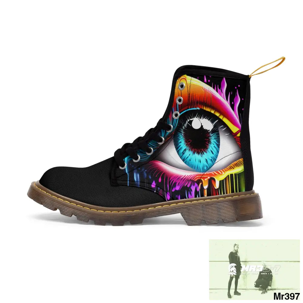 Colourful dripping eye Women’s Canvas Boots Shoes