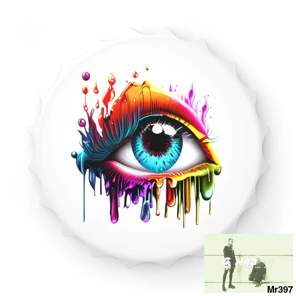 Colourful emotional dripping eye Magnetic Bottle Opener One size / White Accessories