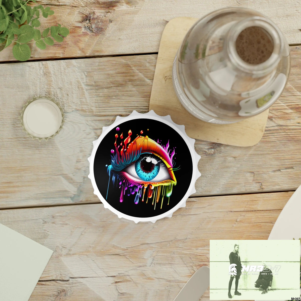 Colourful emotional dripping eye Magnetic Bottle Opener One size / White Accessories